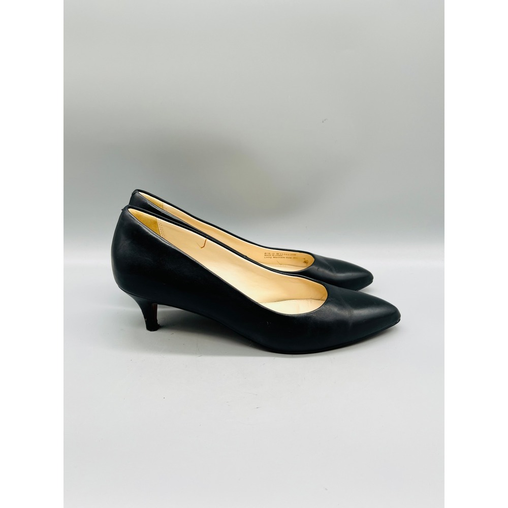 Cole Haan Shoes Womens 9.5 Black Leather Pointed Toe Kitten Heel Dress Pumps